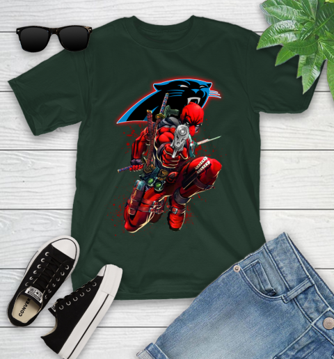 NFL Deadpool Marvel Comics Sports Football Carolina Panthers Youth T-Shirt 5