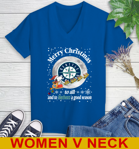 Seattle Mariners Merry Christmas To All And To Mariners A Good Season MLB Baseball Sports Women's V-Neck T-Shirt 9