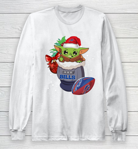 Buffalo Bills Christmas Baby Yoda Star Wars Funny Happy NFL Long Sleeve T-Shirt 2