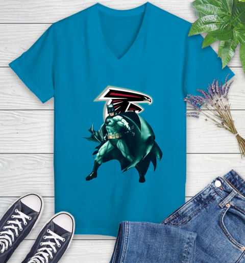 NFL Batman Football Sports Atlanta Falcons Women's V-Neck T-Shirt 7