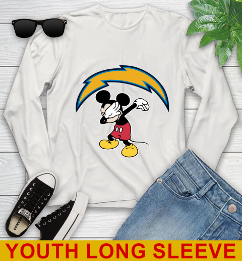 San Diego Chargers NFL Football Dabbing Mickey Disney Sports Youth Long Sleeve 12