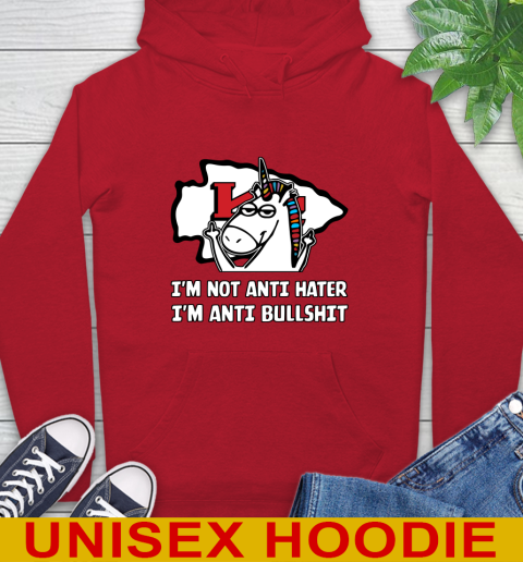 Kansas City Chiefs NFL Football Unicorn I'm Not Anti Hater I'm Anti Bullshit Hoodie 10