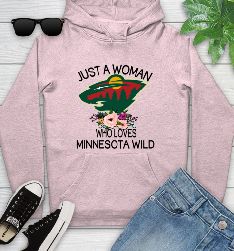 NHL Just A Woman Who Loves Minnesota Wild Hockey Sports Youth Hoodie 6