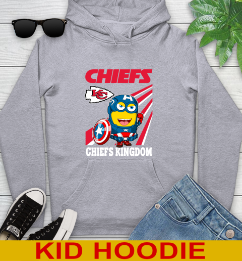 NFL Football Kansas City Chiefs Captain America Marvel Avengers Minion Shirt Youth Hoodie - Image 7