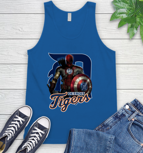 MLB Captain America Thor Spider Man Hawkeye Avengers Endgame Baseball Detroit Tigers Tank Top 5