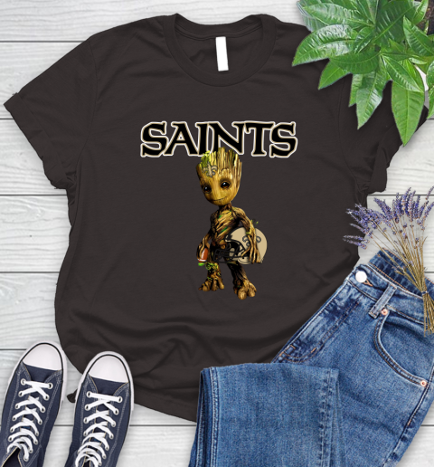 New Orleans Saints NFL Football Groot Marvel Guardians Of The Galaxy Women's T-Shirt 8