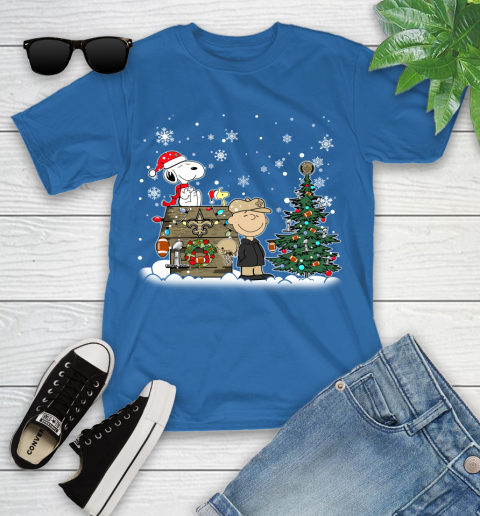 NFL New Orleans Saints Snoopy Charlie Brown Christmas Football Super Bowl Sports Youth T-Shirt 12