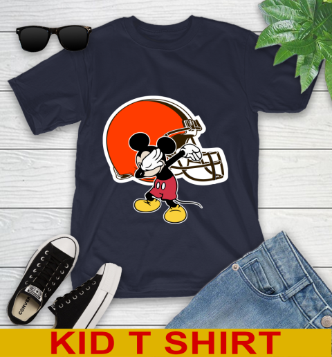 Cleveland Browns NFL Football Dabbing Mickey Disney Sports Youth T-Shirt 3