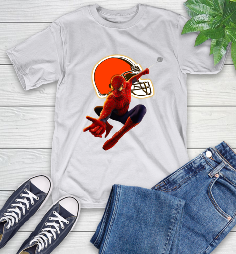 NFL Spider Man Avengers Endgame Football Cleveland Browns T-Shirt 12