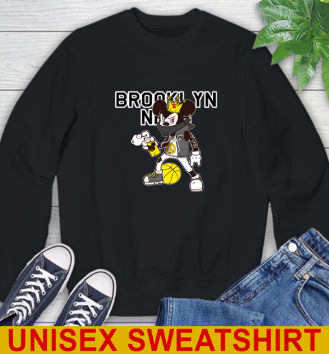 Brooklyn Nets NBA Basketball Mickey Peace Sign Sports Sweatshirt 2