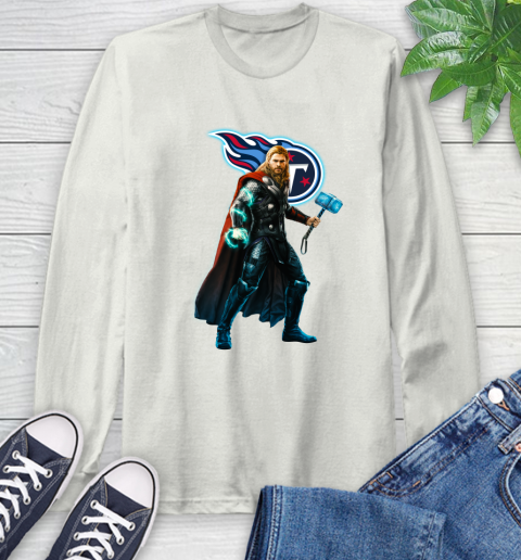 NFL Thor Avengers Endgame Football Tennessee Titans Long Sleeve T-Shirt 12