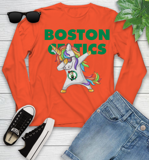 Boston Celtics NBA Basketball Funny Unicorn Dabbing Sports Youth Long Sleeve 4
