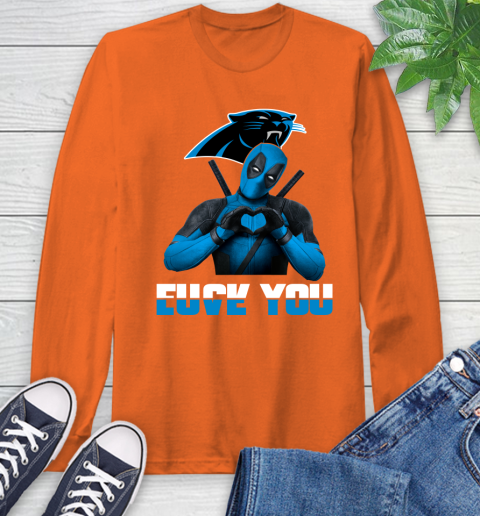 NHL Carolina Panthers Deadpool Love You Fuck You Football Sports Long Sleeve T-Shirt 4