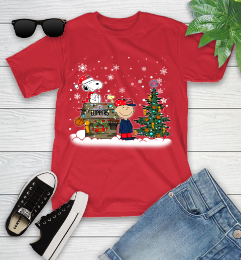 LA Clippers NBA Basketball Christmas The Peanuts Movie Snoopy Championship Youth T-Shirt 13
