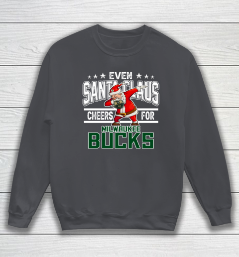 Milwaukee Bucks Even Santa Claus Cheers For Christmas NBA Sweatshirt 4