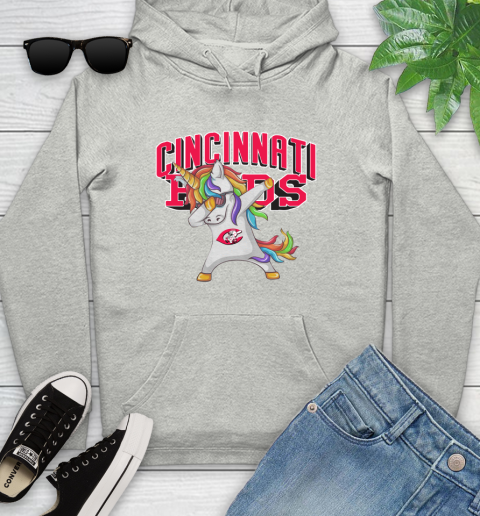 Cincinnati Reds MLB Baseball Funny Unicorn Dabbing Sports Youth Hoodie