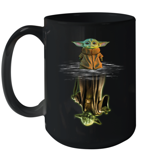 Mandalorian Baby Yoda star wars water reflection Ceramic Mug 15oz