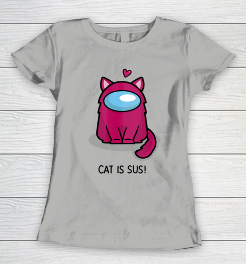Among Us Game Shirt Cute Cat Astronaut Among me or us Nerdy Girl Gamer Women's T-Shirt 8