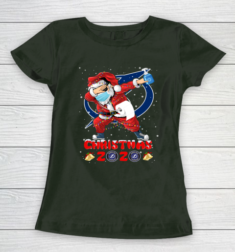 Tampa Bay Lightning Funny Santa Claus Dabbing Christmas 2020 NHL Women's T-Shirt 4