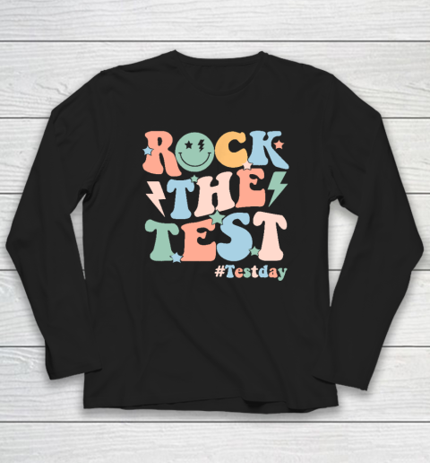 Rock The Test Testing Day Retro Motivational Teacher Student Long Sleeve T-Shirt