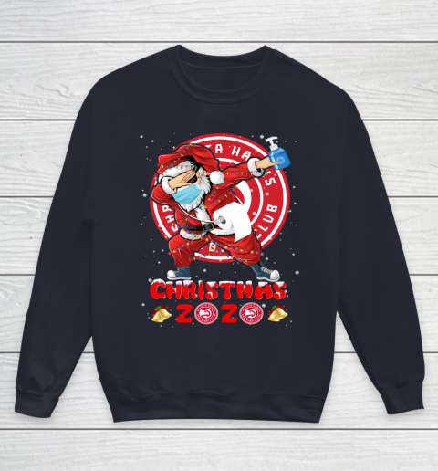 Atlanta Hawks Funny Santa Claus Dabbing Christmas 2020 NBA Youth Sweatshirt 2