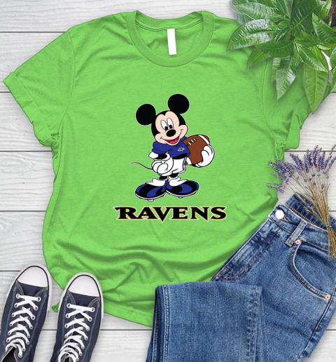 NFL Football Baltimore Ravens Cheerful Mickey Mouse Shirt Women's T-Shirt 10
