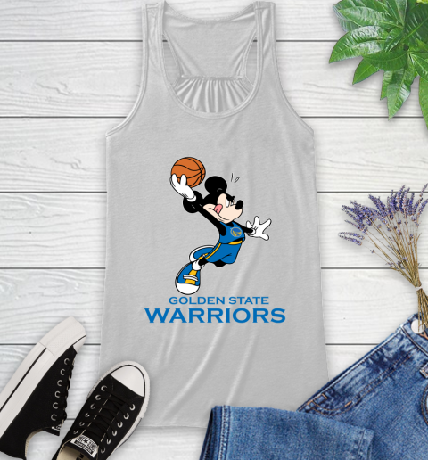 NBA Basketball Golden State Warriors Cheerful Mickey Mouse Shirt Racerback Tank 3 NBA Basketball Golden State Warriors Cheerful Mickey Mouse Shirt Racerback Tank - Image 3