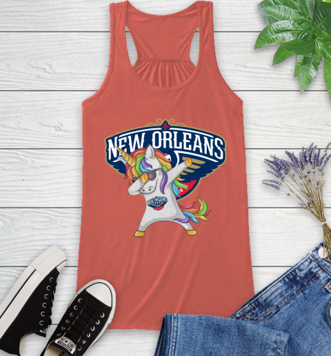New Orleans Pelicans NBA Basketball Funny Unicorn Dabbing Sports Racerback Tank 4