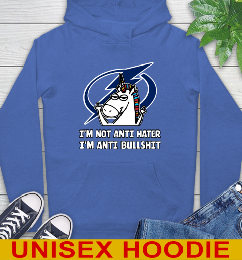 Tampa Bay Lightning NHL Hockey Unicorn I'm Not Anti Hater I'm Anti Bullshit Hoodie 9