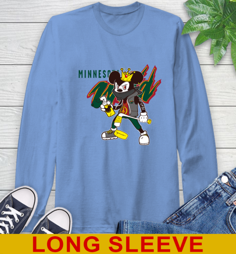 Minnesota Wild NHL Hockey Mickey Peace Sign Sports Long Sleeve T-Shirt 11