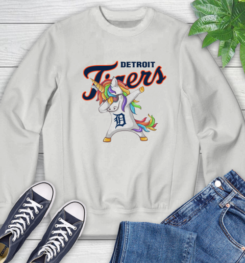 Detroit Tigers MLB Baseball Funny Unicorn Dabbing Sports Sweatshirt 5