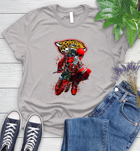 NFL Deadpool Marvel Comics Sports Football Jacksonville Jaguars Women's T-Shirt 10