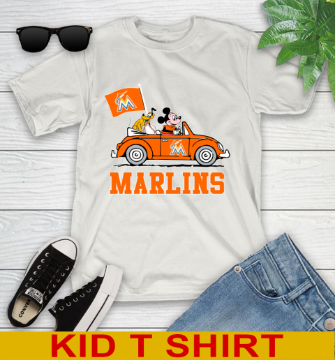 MLB Baseball Miami Marlins Pluto Mickey Driving Disney Shirt Youth T-Shirt 12
