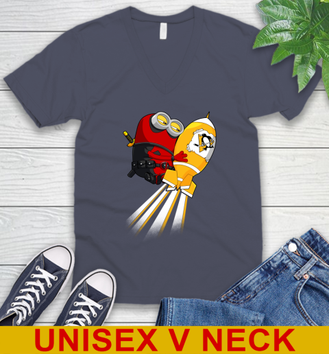 NHL Hockey Pittsburgh Penguins Deadpool Minion Marvel Shirt V-Neck T-Shirt 7