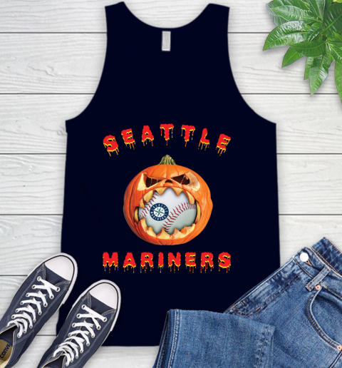 MLB Seattle Mariners Halloween Pumpkin Baseball Sports Tank Top 3