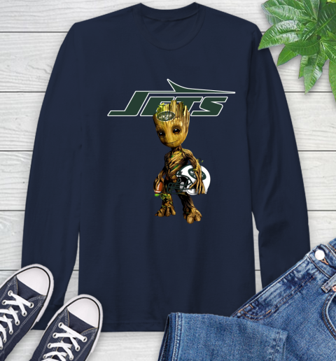 New York Jets NFL Football Groot Marvel Guardians Of The Galaxy Long Sleeve T-Shirt 4