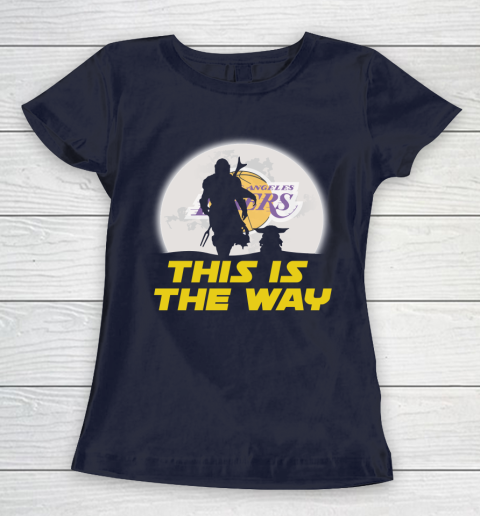 Los Angeles Lakers NBA Basketball Star Wars Yoda And Mandalorian This Is The Way Women's T-Shirt 2