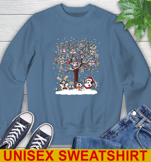 Husky dog pet lover light christmas tree shirt 34