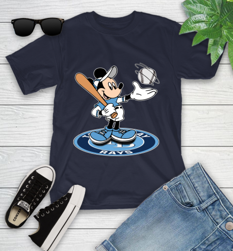 MLB Baseball Tampa Bay Rays Cheerful Mickey Disney Shirt Youth T-Shirt 3