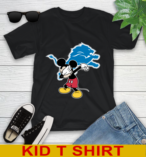 Detroit Lions NFL Football Dabbing Mickey Disney Sports Youth T-Shirt 2