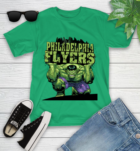 Philadelphia Flyers NHL Hockey Incredible Hulk Marvel Avengers Sports Youth T-Shirt 6