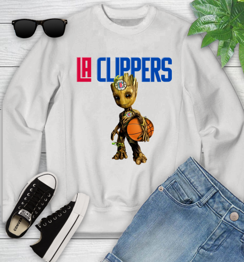 LA Clippers NBA Basketball Groot Marvel Guardians Of The Galaxy Youth Sweatshirt