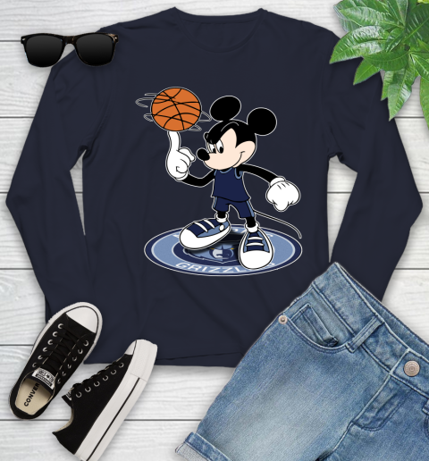 NBA Basketball Memphis Grizzlies Cheerful Mickey Disney Shirt Youth Long Sleeve 3