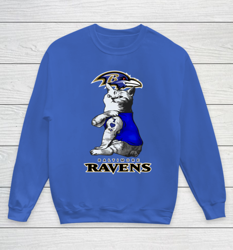 NFL Football My Cat Loves Baltimore Ravens Youth Sweatshirt 6