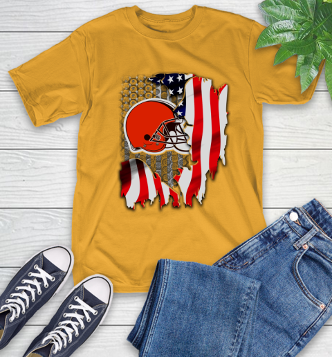 Cleveland Browns NFL Football American Flag T-Shirt 2