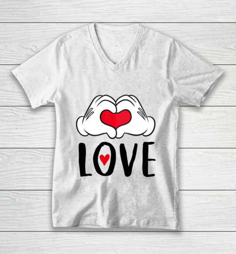 Disney Mickey and Minnie Mouse Heart Hands Love V-Neck T-Shirt
