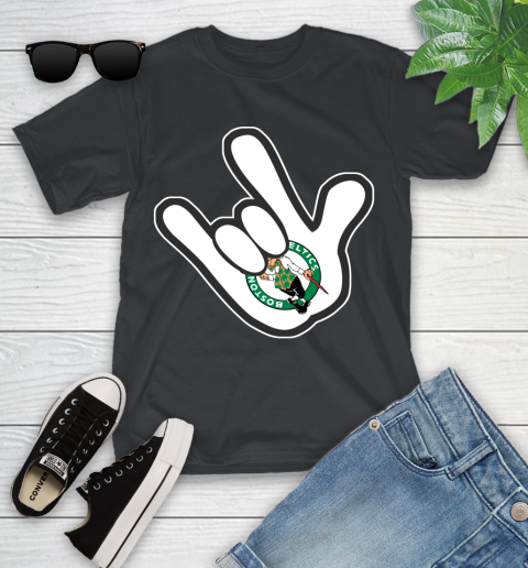 Boston Celtics NBA Basketball Mickey Rock Hand Disney Youth T-Shirt 2