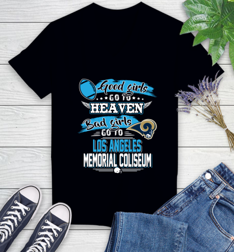 Los Angeles Rams NFL Bad Girls Go To Los Angeles Memorial Coliseum Shirt Women's V-Neck T-Shirt