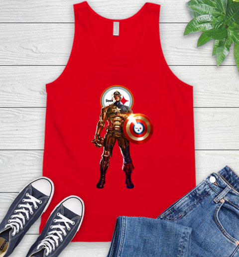 NFL Captain America Marvel Avengers Endgame Football Sports Pittsburgh Steelers Tank Top 6