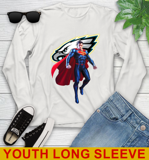 NFL Superman DC Sports Football Philadelphia Eagles Youth Long Sleeve 12